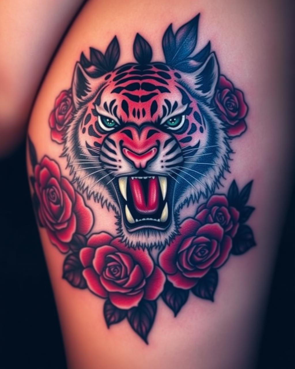 Tiger & Roses by Cass O.